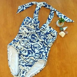 Tommy Hilfiger⛱️Navy/Whi 1-Piece S Halter Swimsuit